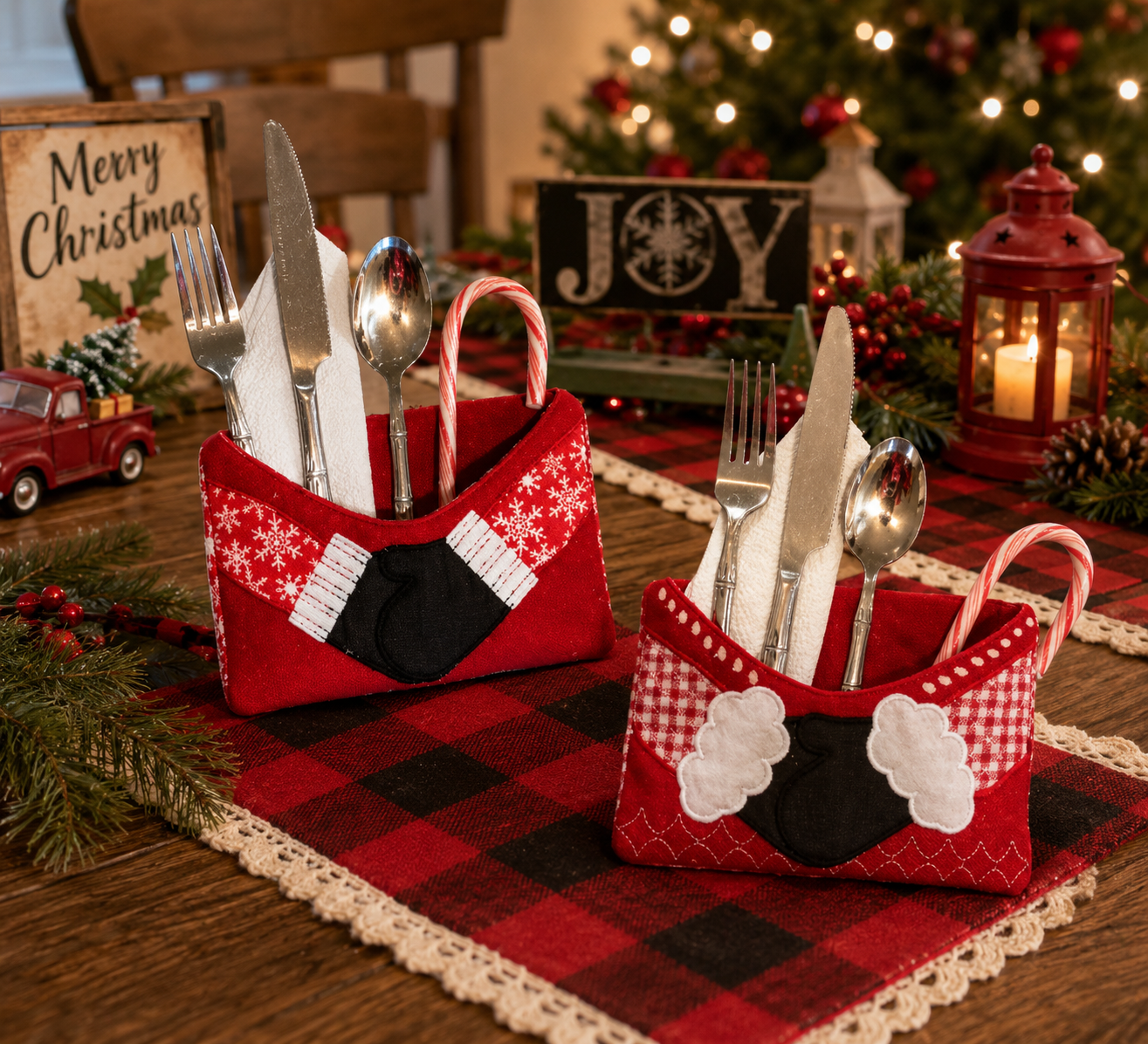 ITH MR AND MRS CLAUSE UTENSIL HOLDER SET 5X7