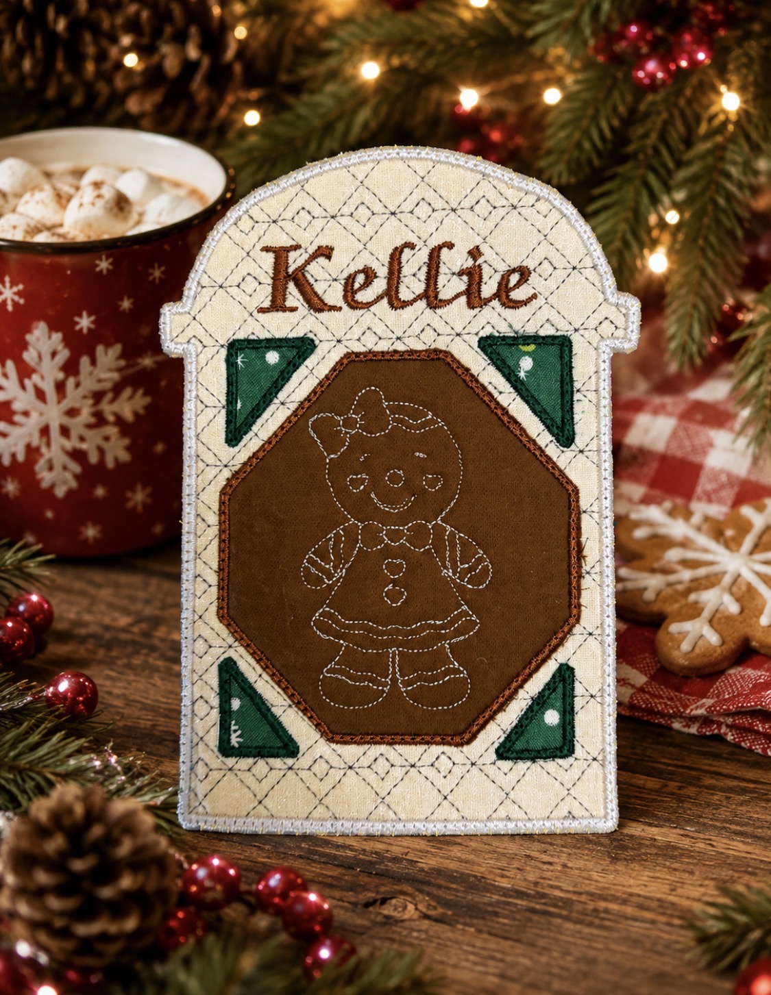 ITH GINGERBREAD GIRL MUG RUG 5x7