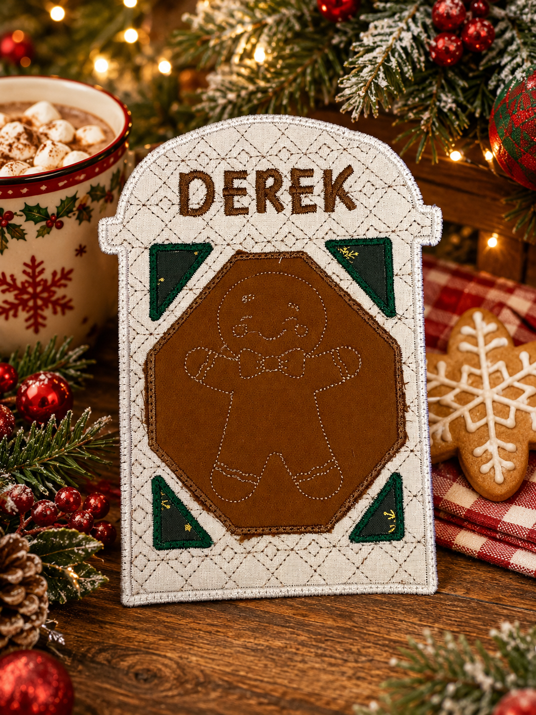 ITH GINGERBREAD BOY MUG RUG 5x7